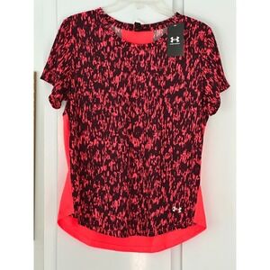 Under Armour Top Neon Orange/Black Large Speedstride Printed Fitted